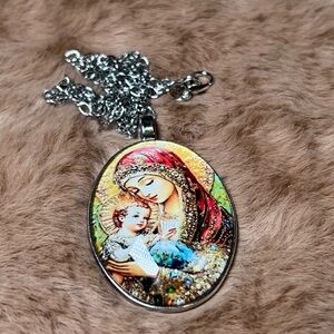 Colorful Religious Pendant Necklace